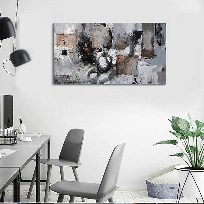 Pogusmavi Black Abstract Canvas Wall Art Pictures for Living Room Gray and White Wall Decoration Artwork for Walls Pictures for Bedroom Wall Decor Neutral Painting Canvas Prints Office Posters 20×40IN