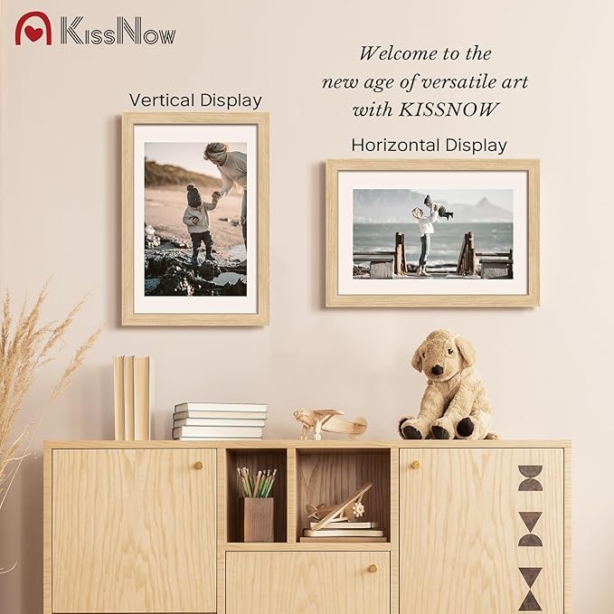 12x18 Poster Frame 4 Pack, Textured Natural Oak Wood Picture Frame, Wall Hanging