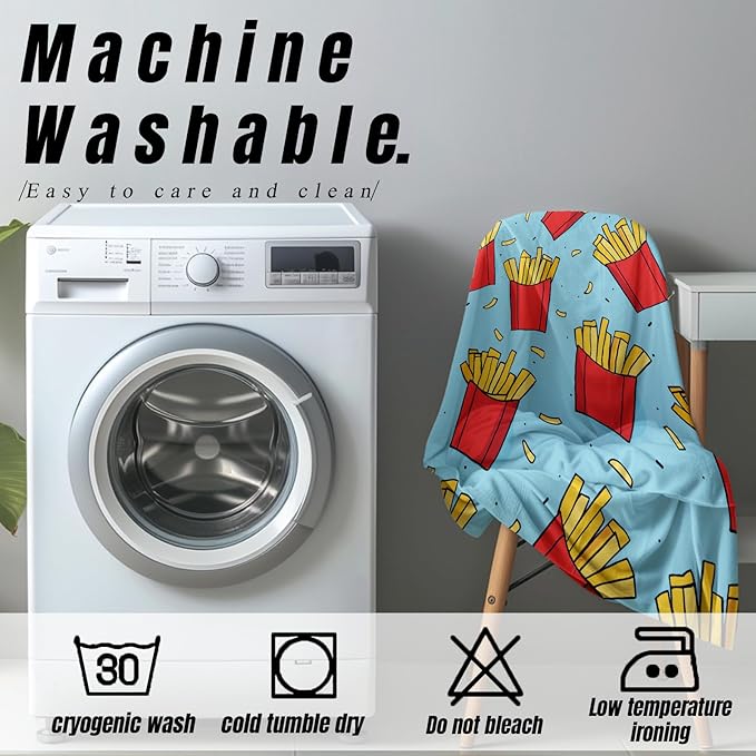 French Fries Blanket Gifts for Adults and Kids Funny Food Throw Blankets for Bed Room Couch Soft Lightweight Warm Cozy Throws Decor 50x60in