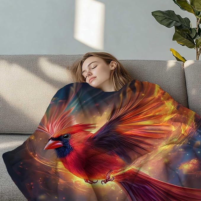 Cardinal Bird Blanket, Cardinal Gift for Women and Men, Soft Fleece Bird Blanket, Cozy Plush for Bedroom and Living Room Decor, 50x60 Inches