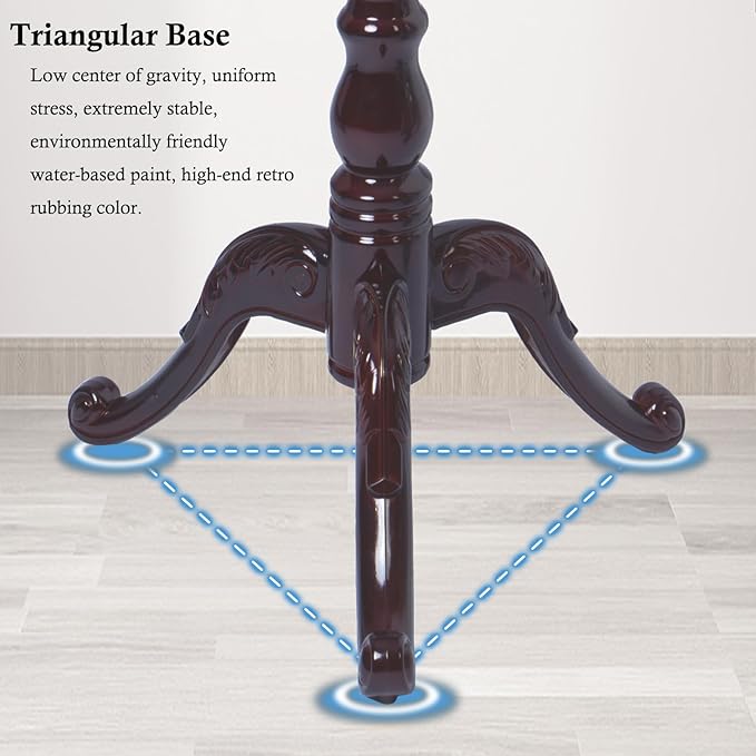 Coat Rack Stand, Solid Wooden Coat Tree with 14 Hooks, Heavy Duty Coat Rack Freestanding with Sturdy Round Base, Natural Birch Wood Coat Hanger Stand for Entryway Bedroom (Triangle Redwood)