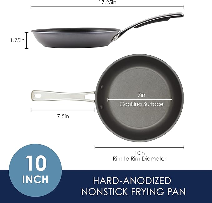 Rachael Ray Cook + Create Hard Anodized Nonstick Frying Pan/Skillet, 10 Inch - Black