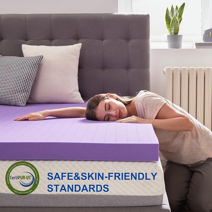 SINWEEK Mattress Topper Twin XL, 2 Inch Gel Memory Foam Mattress Topper College Dorm Ventilated Soft Mattress Pad, Bed Topper, CertiPUR-US Certified