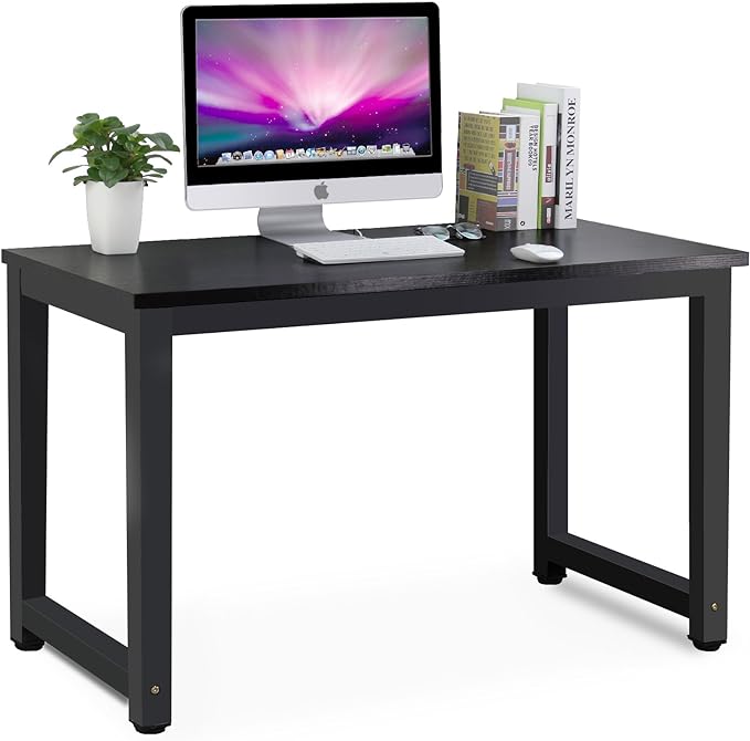 Tribesigns Computer Desk, 47 inch Modern Simple Office Desk Computer Table Study Writing Desk for Home Office, Black