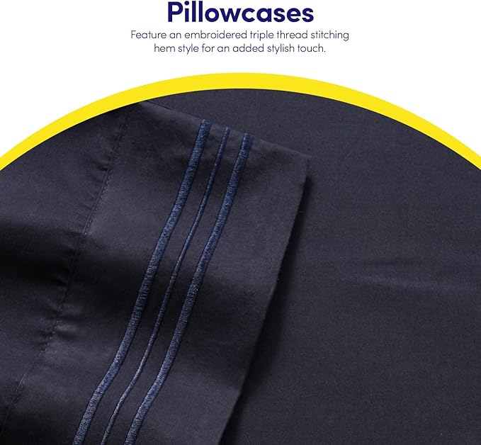 1500 Supreme Collection California King Sheet Sets Navy Blue - Luxury Hotel Bed Sheets and Pillowcase Set for California King Mattress - Extra Soft, Elastic Corner Straps, Deep Pocket Sheets Navy