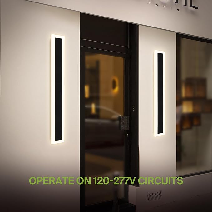 ASD LED 48" Long Wall Mount Light Fixture, Outdoor & Indoor Linear Sconce | RGBW, Smart, Waterproof, Anti-Rust, ETL Listed | 36W 1800LM 2700-6500K 100-277V | Exterior Porch Lighting | Black