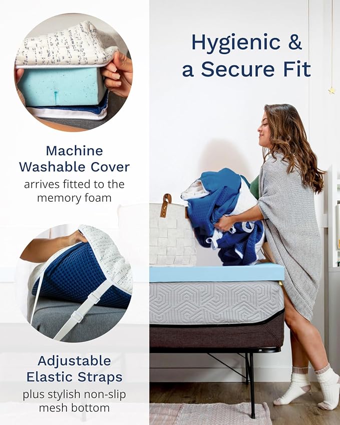 ViscoSoft 3 Inch Memory Foam Mattress Topper Twin XL - Select High Density Ventilated Extra Long Mattress Pad - Premium Removable Rayon Cover