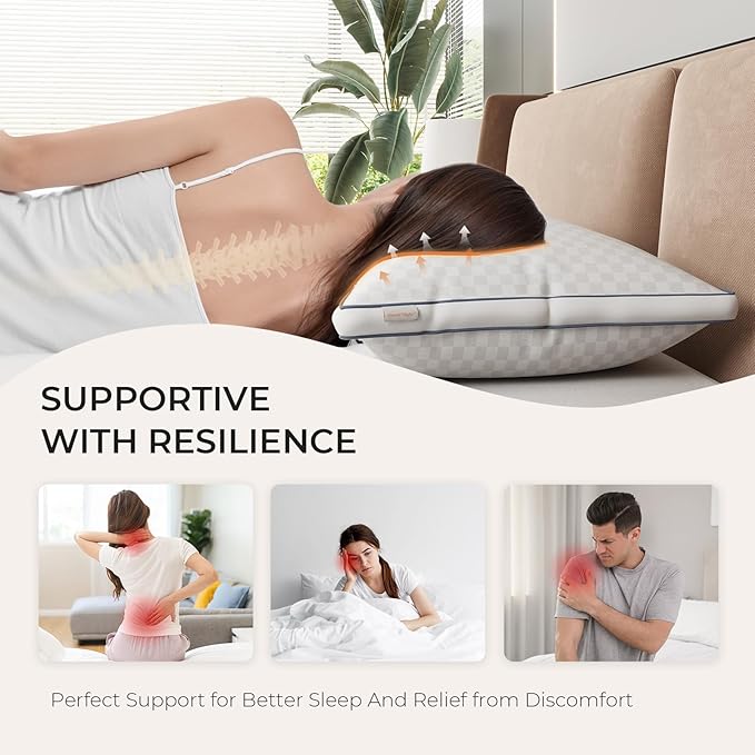 Sweetnight Queen Pillows Set of 2, Hotel Bed Pillows Fluffy Gusseted for Neck and Shoulder, Back Side Sleeper Pillows