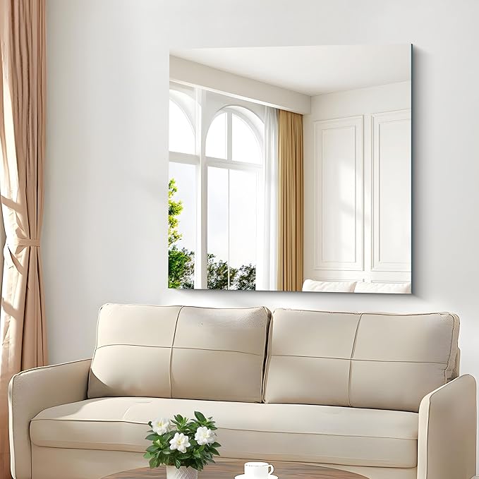 Frameless Mirror, 39x39 inch Square Bathroom Mirrors for Wall, Upgraded Shatterproof Vanity Mirror Over Sink with Polished Edge for Bathroom,Bedroom,Living Room and Entryway