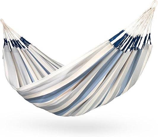 LA SIESTA Brisa Classic Hammock, Handmade, Weather-Resistant, Tear-Resistant Hammock for Indoor & Outdoor Relaxation, Size-King - Sea Salt