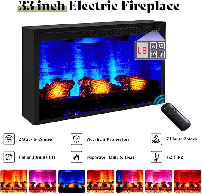 AMERLIFE 97" Farmhouse Fireplace TV Stand, Entertainment Center with Large Storage Space and Adjustable Shelf, Media Console for Living Room, Light Grey