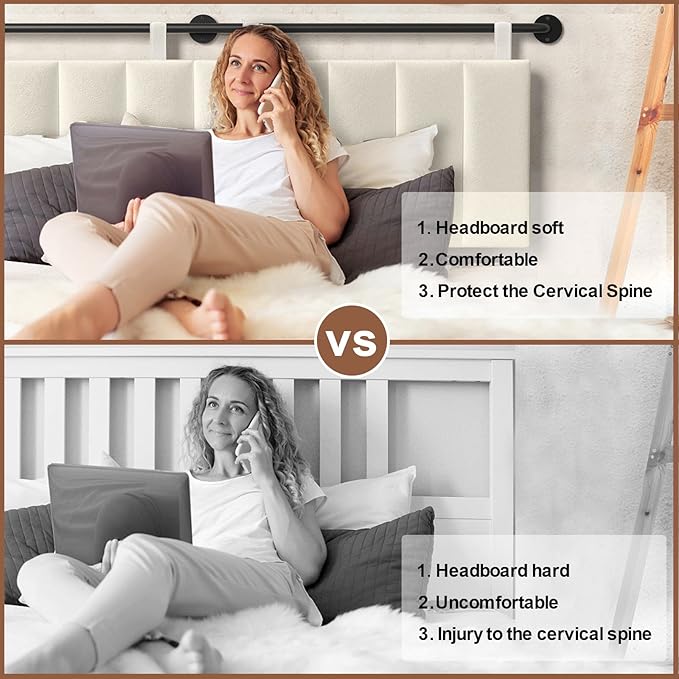 Wall Mounted Headboard King Headboards Only Comfortable Velvet Vertical Channel Headboards for Adjustable Size Bed (Velvet Beige, King)