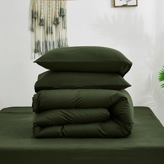 Luxlovery Army Green Comforter Cal King Dark Green Bedding Comforter Set California King Olive Bedding Set Soft Breathable Quilts Bedding Set Women Men