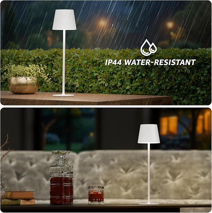 uuffoo 3 Pack Rechargeable Table Lamp Battery Operated Cordless Table Lamps with 3 Colors Stepless Dimming, Desk Night Light for Restaurant, Patio, Bedroom, Bar (White)
