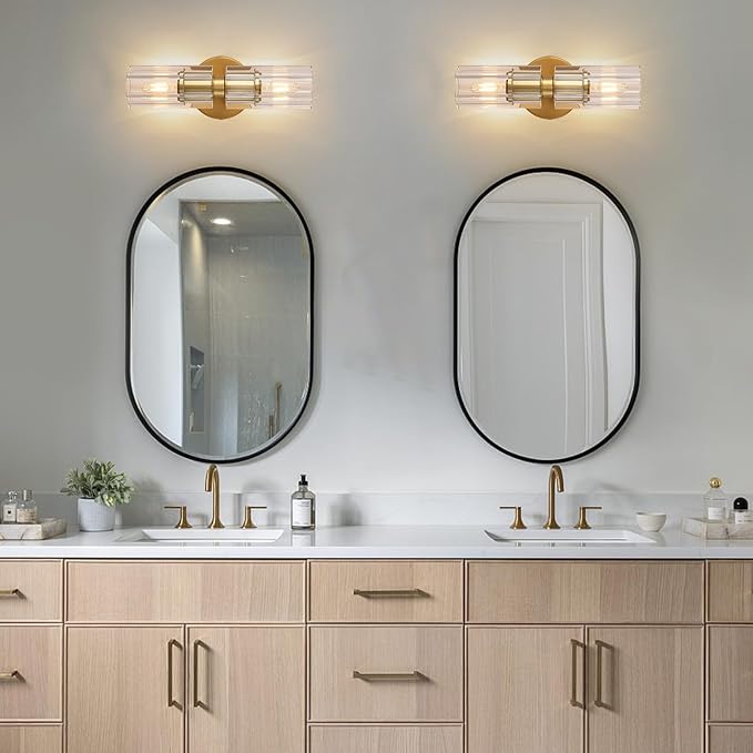 Modern Crystal Wall Sconces 2 Light,K9 Crystal Brass Sconces Wall Lighting,Crystal Modern Wall Sconces Indoor Wall Sconce Bedroom Wall Sconce for Bathroom,Stairway,Entryway,Hallway, Living