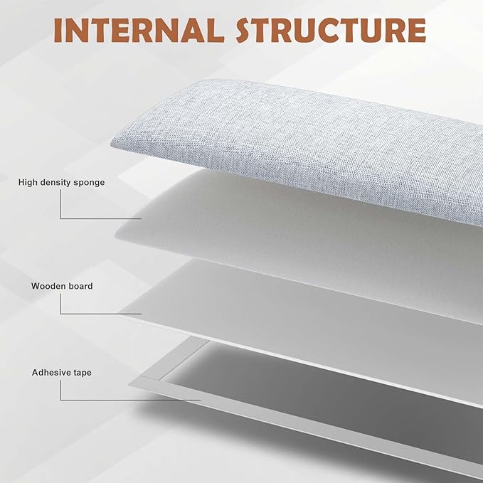 IFNOW Upholstered Wall Mounted Headboard, 3D Soundproof Wall Panels Peel and Stick for Queen Size, Reusable and Removable Tufted Bed Headboard in Blue White (9 Panels, 10" x 24")