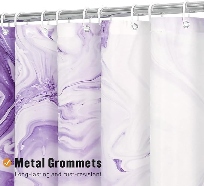 MitoVilla Purple Marble Shower Curtain, Abstract Ombre Fabric Shower Curtains for Modern Bathroom Decor, Luxury Cloth Watercolor Shower Curtain, 72x72