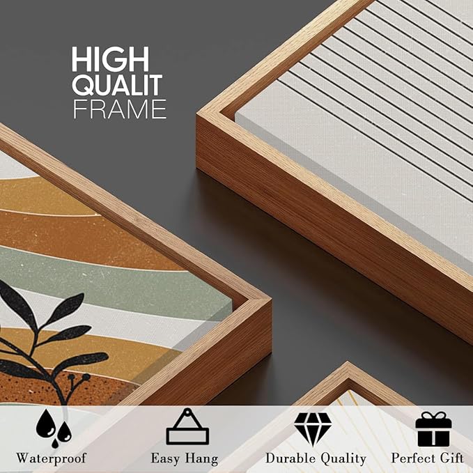 BINCUE Extra Large Boho Wall Art Abstract Wall Decor Mid Century Artwork for Living Room Bedroom Office 24x36 Inches 3 Pieces