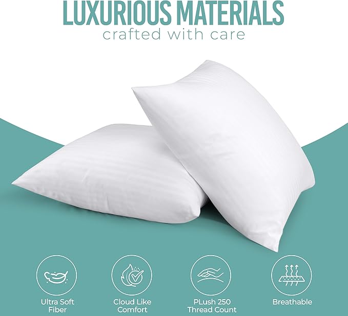 Utopia Bedding Pillows European Size Set of 2 (White), Hotel Pillows, Cooling Pillow for Side, Back or Stomach Sleepers