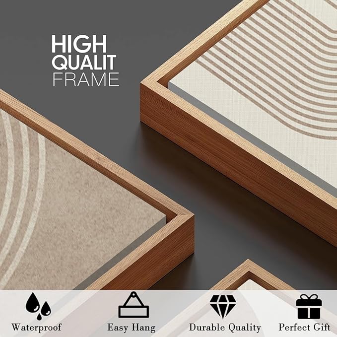 BINCUE Neutral Abstract Wall Art Beige Large Wall Decor Boho Mid Century Modern Artwork Art Print for Living Room Bedroom Office 24"x36" Set of 3 Gift