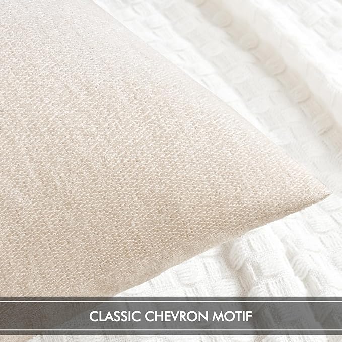 MIULEE Pack of 2 Cream Decorative Pillow Covers 20x20 Inch Soft Chenille Couch Spring Throw Pillows Farmhouse Cushion Covers for Home Decor Sofa Bedroom Living Room