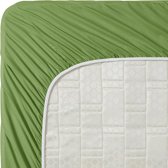 Clara Clark Bed Sheets, Premier 1800 Series 4 Piece Bed Sheet Set, Deep Pocket, Wrinkle, Fade, Stain Resistant, Luxury Soft Bedding Sheets & Pillowcases, Split King, Calla Green