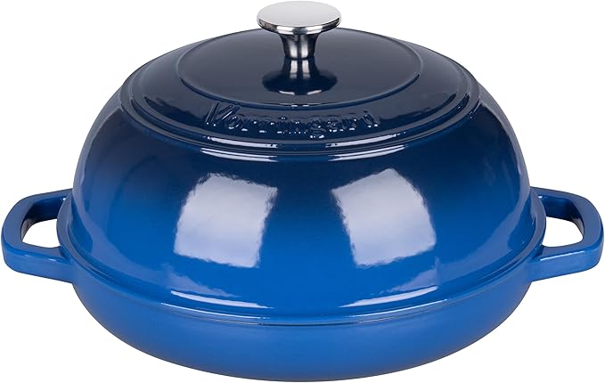 Enameled Cast Iron Dutch Oven Pot with Lid, Bread Oven for Sourdough Bread Baking, Dutch Ovens with Bread Proofing Basket& Baking Supplies Set, 6 Quart, Blue