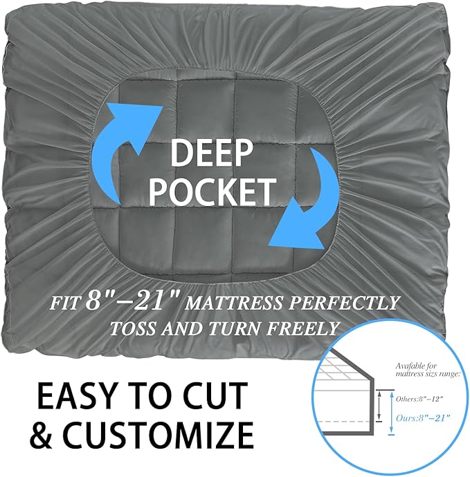 CYMULA Mattress Topper Twin Size - Soft Cooling Mattress Pad for College Dorm Room Essentials - Extra Thick Twin Protector Cover for Back Pain, Single Bed Topper Pillow Top with 8''-21'' Deep Pocket