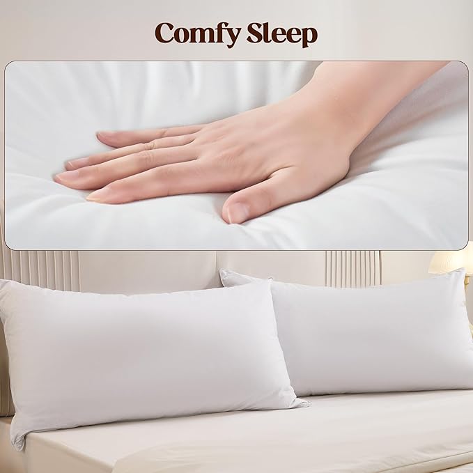 Goose Down Feather Pillows, Soft Bed Pillows Queen Size Set of 2, 100% Soft Cotton Shell, Hotel Pillows for Back, Stomach or Side Sleepers