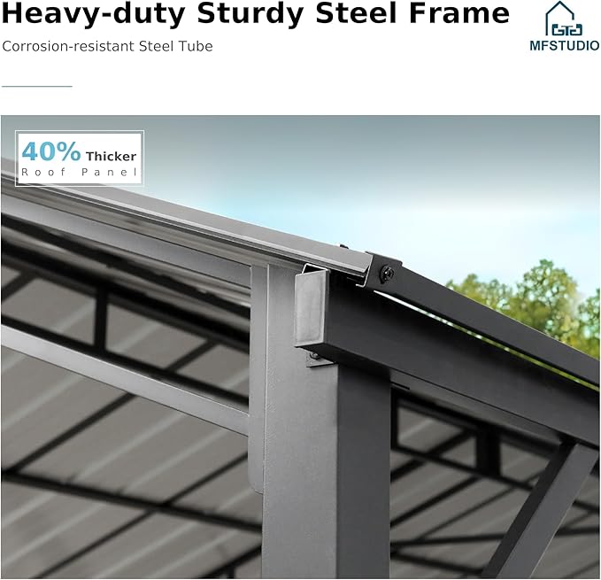 MFSTUDIO Carport 10x20 ft, Outdoor Heavy Duty Metal Shed Carports, Metal Garage Car Shelter Shade Car Port with Galvanized Roof, Frame and Bolts for Cars, Truck and Boats