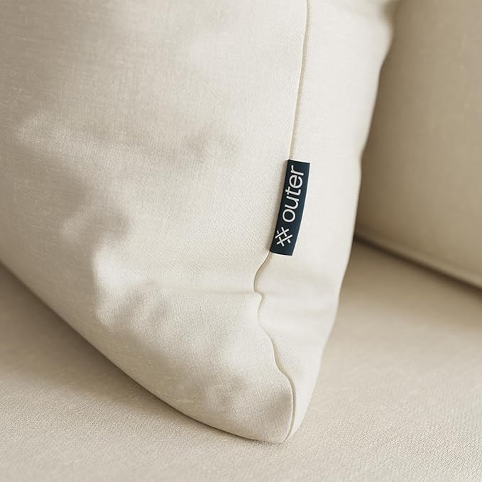 Outer Outdoor Throw Pillow with OuterWeave Performance Fabric, Decorative Outdoor Pillow for Patio & Outdoor Furniture, Includes Machine Washable Pillow Cover and Insert - Pailsades Cream, 18"x18"