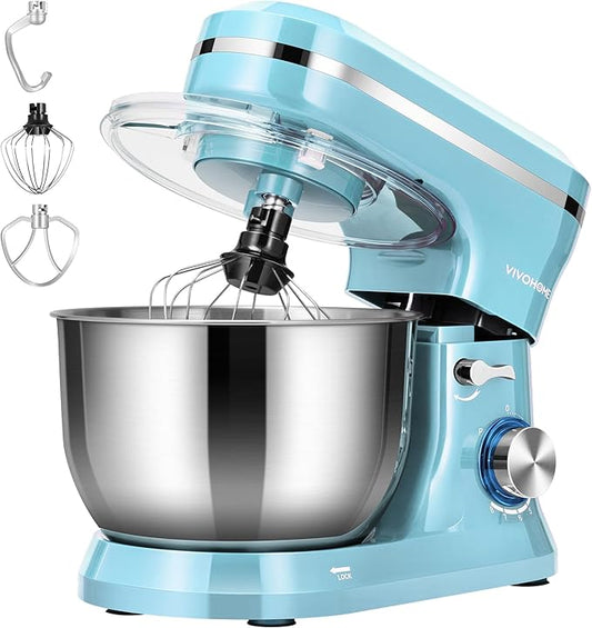 VIVOHOME 4.75 Quart Stand Mixer, 8 Speed Kitchen Electric Food Mixer, Household Stand Mixer for Baking, Cake, Bread with Beater, Dough Hook, Wire Whip and Egg Separator, Blue