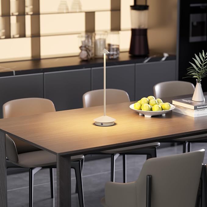 2-Pack 6000mAh Rechargeable Led Table Lamp Cordless,3000K-6000K Stepless Dimming Touch Lamps with Memory Function,IP54 Waterproof Aluminum Table Light for Outdoor/Bars/Restaurant/Patio(Beige)