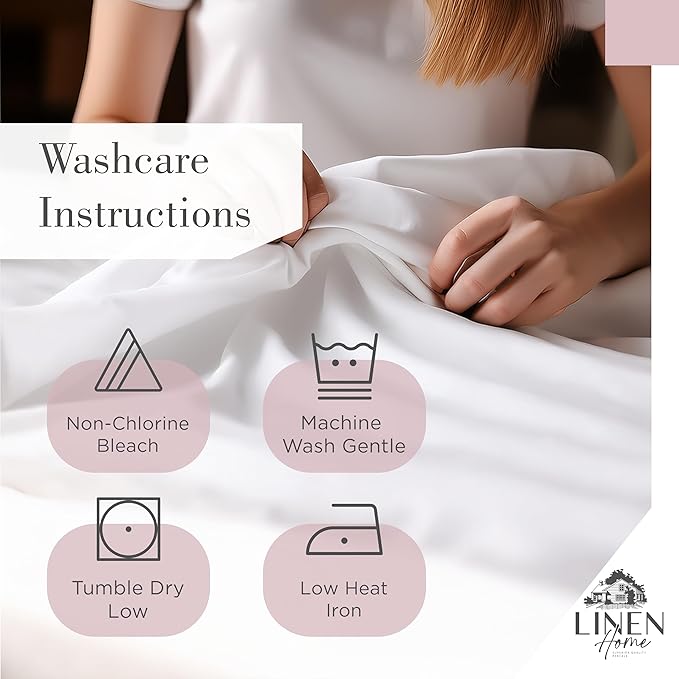 Linen Home 100% Cotton Printed Percale Sheets King Size, Deep Pocket, 4 Pieces Set - 1 Flat, 1 Deep Pocket Fitted Sheet and 2 Pillowcases, Crisp Cool and Strong Bed Linen, Mauve Botanical Floral