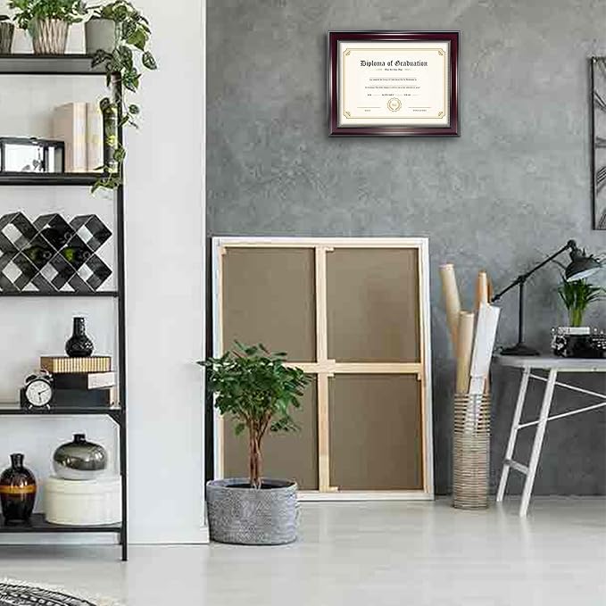 GraduatePro 8.5x11 Diploma Frame, Picture Frame for Wall and Tabletop Display with UV Protection Acrylic, Professional Wooden Look, Mahogany with Gold Beaded, Pack of 3