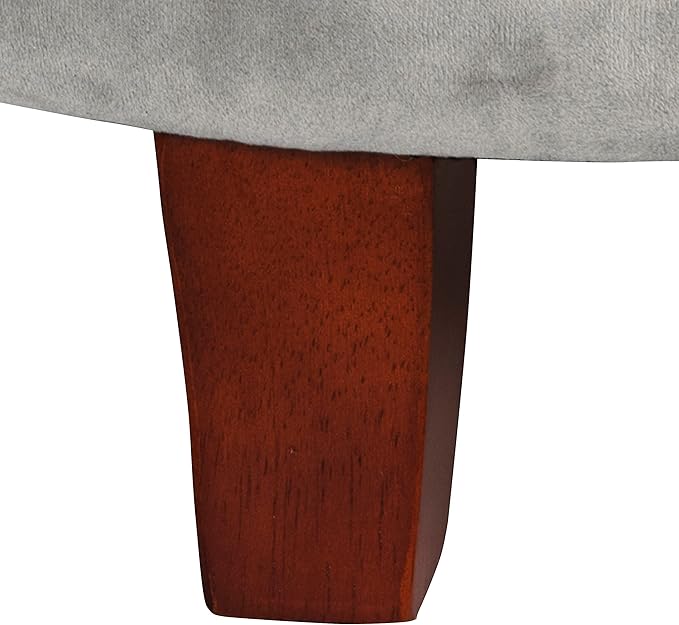 Homepop Home Decor | Upholstered Round Velvet Tufted Foot Rest Ottoman | Ottoman with Storage for Living Room & Bedroom | Decorative Home Furniture, Gray Small