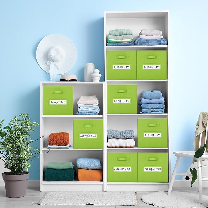 artsdi 11x11 storage cube bins (Set of 10) Foldable Fabric storage cubes with 10 Labels Window Cards & a Pen,11 inch cube storage bin,Closet Organizers for Shelves,Cubby Organizer Boxes,lime green