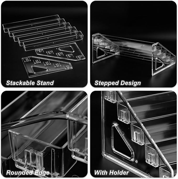 Nail Polish Organizer Clear Acrylic Eyeglasses Display Holder Essential Oil Storage Rack Makeup Stand Tray - 5 Layer