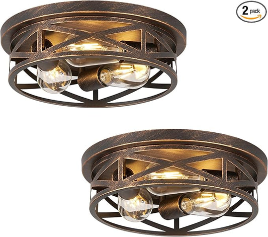 13 inch Flush Mount Ceiling Light Fixtures,3-Light Modern Hallway Light Fixtures Ceiling, Black Gold Lights Fixture Ceiling Mount for Farmhouse,Kitchen, Bedroom 2 Pack