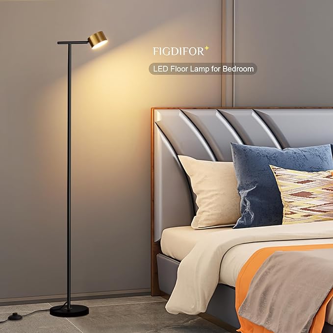 Floor Lamps for Living Room, 3 Color Temperatures Floor Reading Lamp with Flexible Head,Modern Tall Floor Lamp for Bedroom,Standing Lamp for Office Working,Black