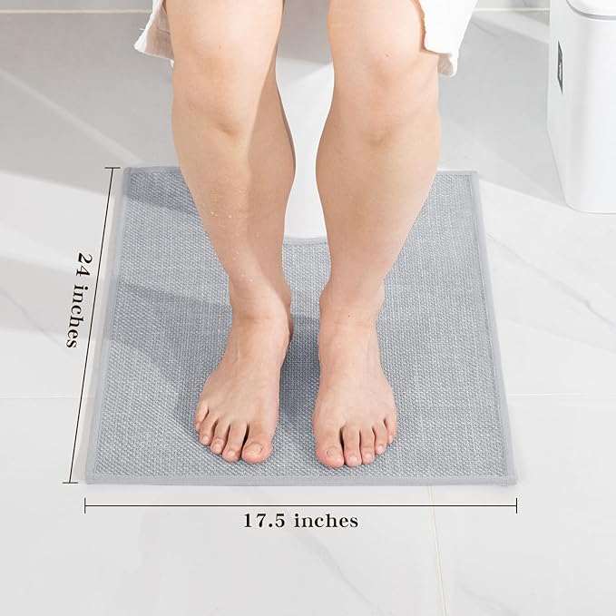 chakme Bathroom Rugs Mat U-Shaped 24x17, Ultra ThinNon Slip Bath Mat Small Quick Dry Absorbent Bath Matfor Bathroom Floor, (Light Grey, U-24"x17")