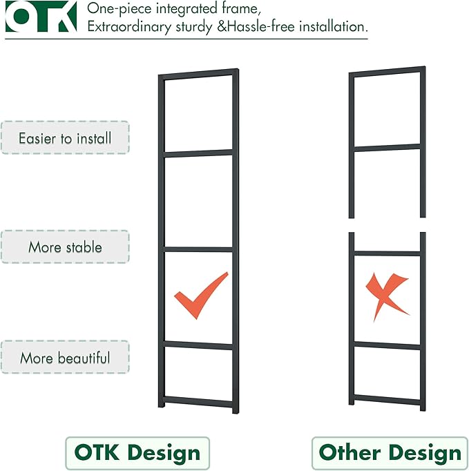 OTK 4 Tier Bookshelf, Tall Bookcase, Office Shelf Storage Organizer, Modern Book Shelf for Living Room, Bedroom, and Home Office, Black