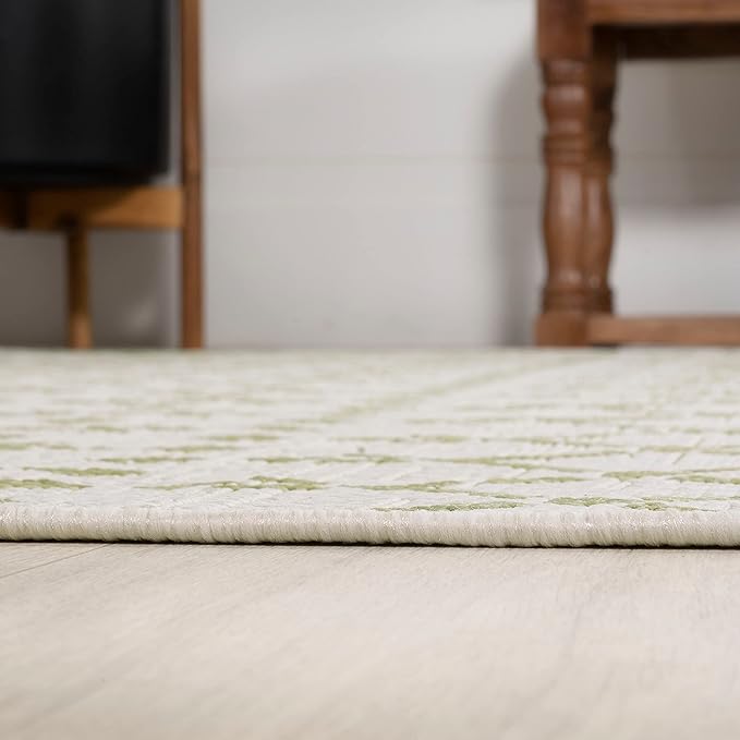 JONATHAN Y Moroccan Geometric Indoor Outdoor Area Rug 9X12 Cream/Green, Ourika Textured Weave for Backyard, Patio, Porch, Easy-Cleaning, High Traffic, Pet-Friendly, Non-Shedding (SMB108M-9)