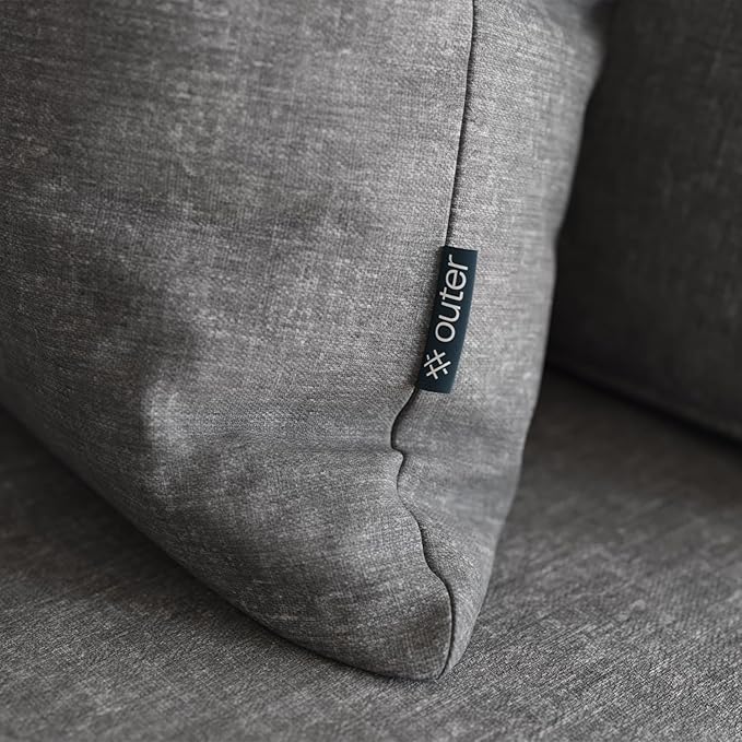 Outer Outdoor Throw Pillow with OuterWeave Performance Fabric, Decorative Outdoor Pillow for Patio & Outdoor Furniture, Includes Machine Washable Pillow Cover and Insert - Dark Pebble Gray, 12"x20"