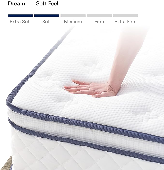 Plush Dream Full Mattress 12 Inch Hybrid Pocketed Springs - Mattress in a Box with Memory Foam, Soft Plush Feel, Motion Isolation, Multi-Zone Spinal Support