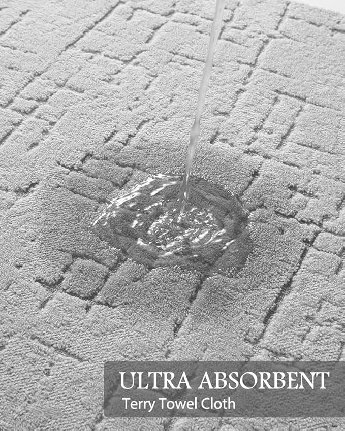 AMOAMI-Bath Mat-Absorbent Quick Dry Bathroom Floor Mats-Washable Rubber Backing Bath Mats for Bathroom Rugs Fit Under Door-Bath Rug for in Front of Sink Bathtub Shower Room, Grey 20''x32''