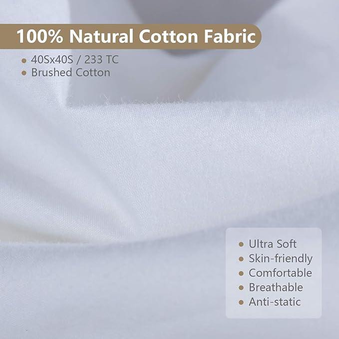 Soft Down Pillows for Sleeping(2 Pack), Queen(20inx30in)-White Goose Feather and Down Bed Pillow Inserts, 100% Cotton Cover, Lightweight, for All Sleep Positions