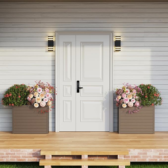 Outdoor Planter Box, Large Rectangular Planter with Removable Drip Tray, Suitable for Indoor or Outdoor Patios/Porches, Ideal for Planting Plants, Flowers, and Gardening (Brown)