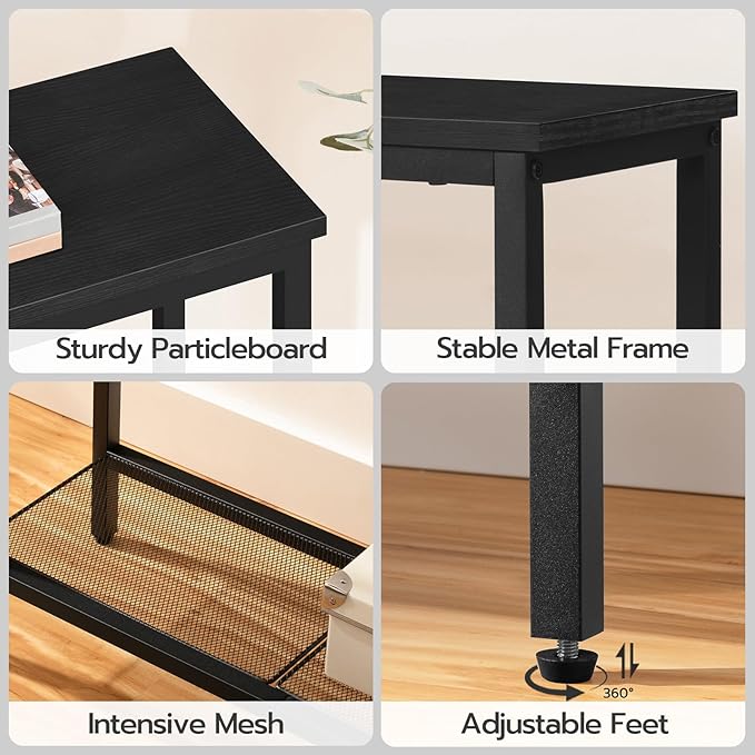 HOOBRO 29.5" Narrow Console Table, Small Entryway Table with Shelf, 2 Tier Thin Sofa Table, Behind Couch Table, Side Table, for Hallway, Living Room, Bedroom, Black BB74XG01