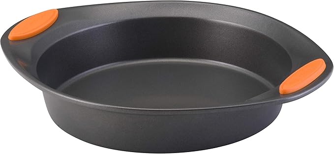 Rachael Ray 55673 Nonstick Bakeware Set with Grips includes Nonstick Bread Pan, Baking Pans and Cake Pans - 5 Piece, Gray with Orange Grips